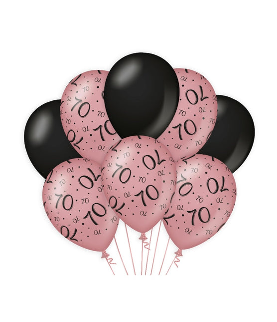 Globos 70 Años Rosa Negra 30cm 8pcs