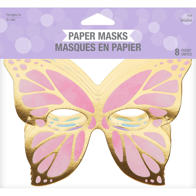 Máscaras de Mariposa de Colores 19cm 8uds.