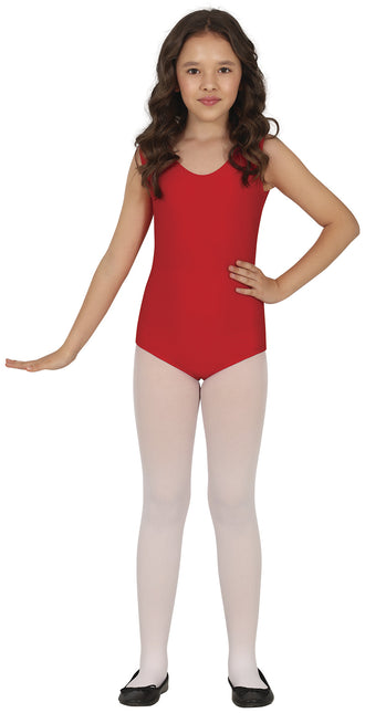 Traje de gimnasia rojo sin mangas para niña