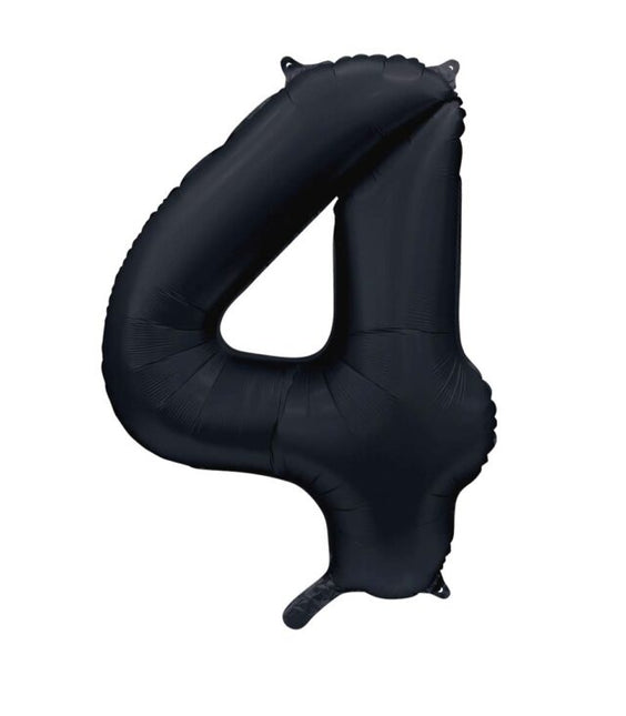 Globo Figura Negro 4 Años Brillo 86cm