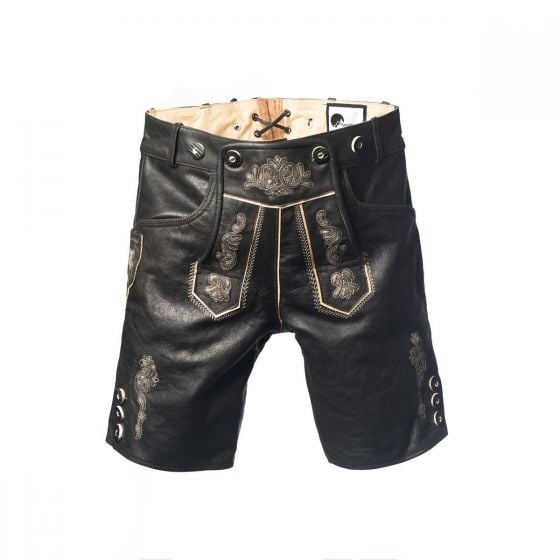 Lederhose Corto de Piel Negro y Cinturón