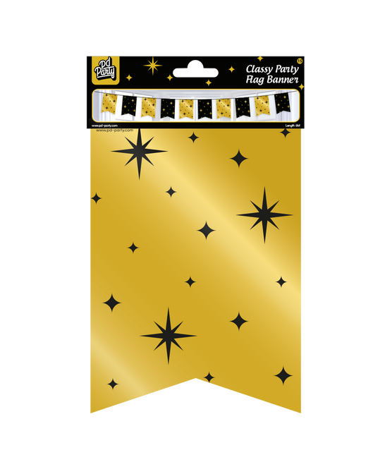 Guirnalda Oro Negro Estrellas 6m