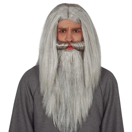 Peluca Halloween Pelo Largo Hombre Gris
