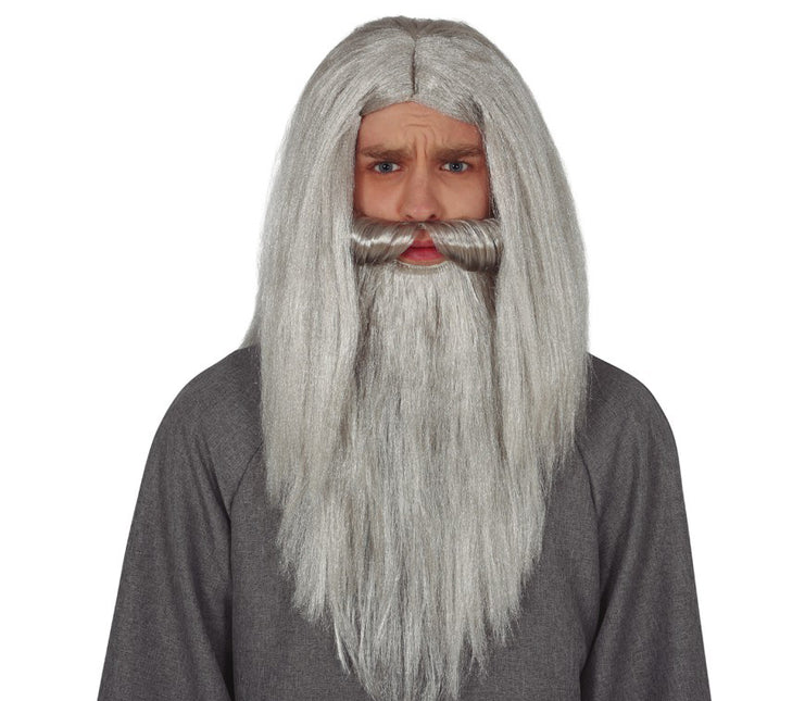 Peluca Halloween Pelo Largo Hombre Gris