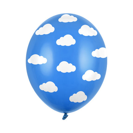 Globos Azules Nubes Blancas 30cm 6pcs