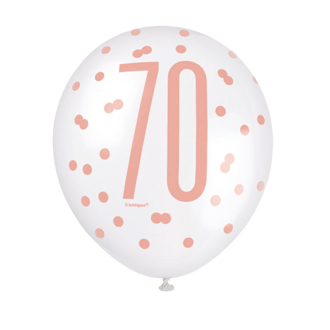 Globos 70 Años Oro Rosa 30cm 6pcs