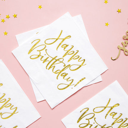 Servilletas Blancas Feliz Cumpleaños 33cm 20pcs