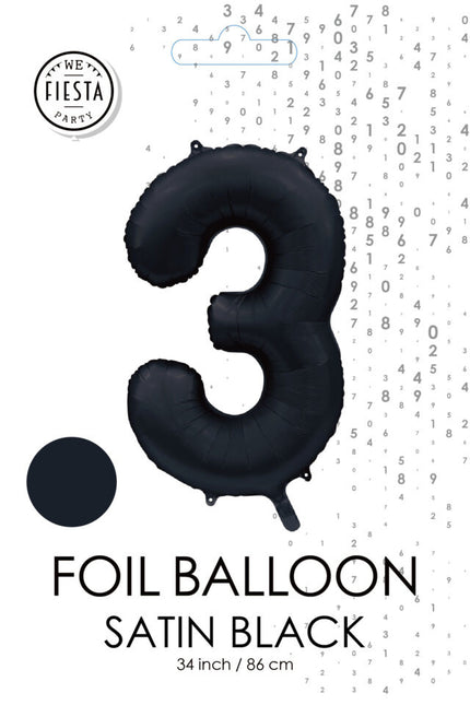 Globo Figura Negro 3 Años Brillo 86cm