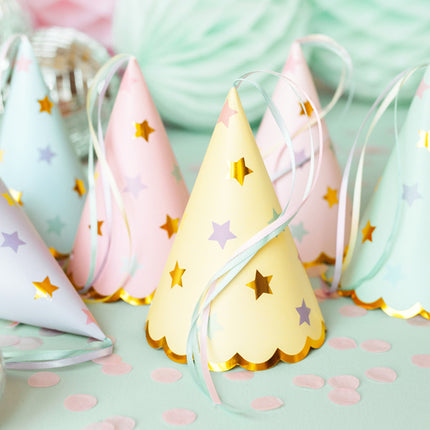 Sombreros de fiesta Estrellas Multicolor 14,5cm 6pcs