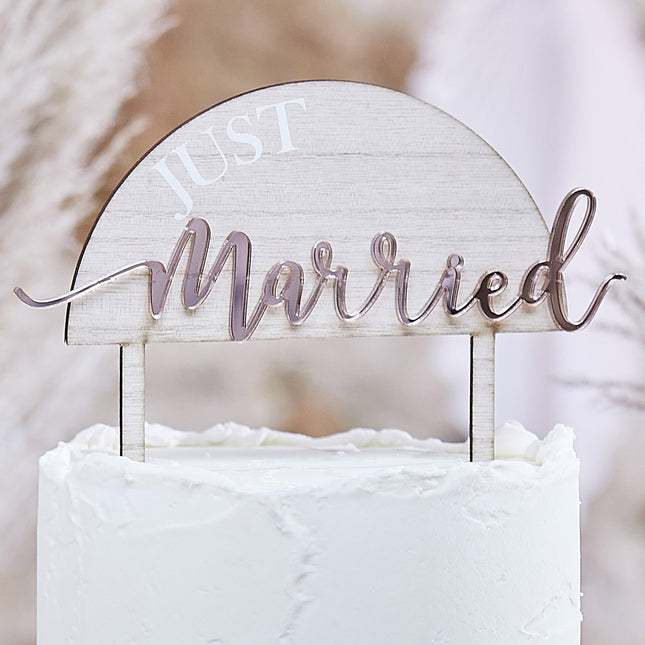 Adorno para tarta de boda Just Married 18cm
