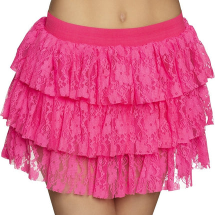 Mini falda rosa volantes encaje