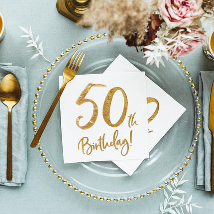 Servilletas 50 Años Blanco 33cm 20pcs