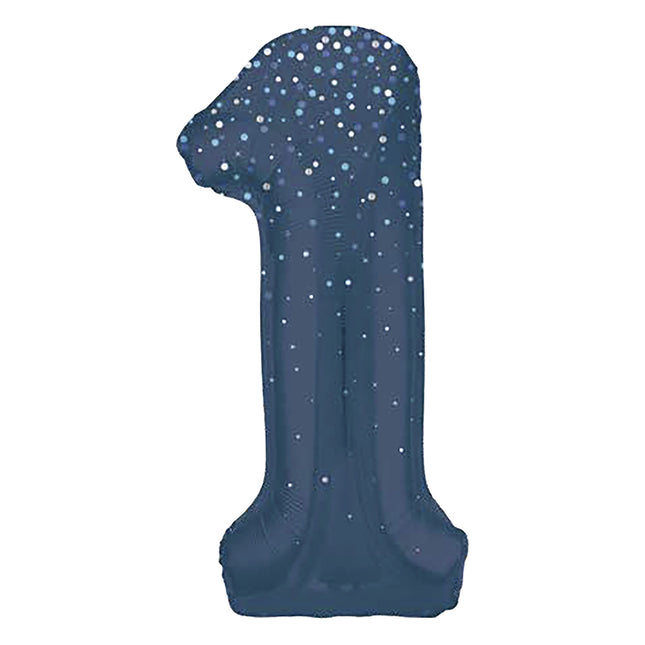 Globo Figura 1 Año Lunares Azul Oscuro 86cm