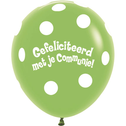 Globos Comunión Lunares Verde Lima 45cm 25pcs