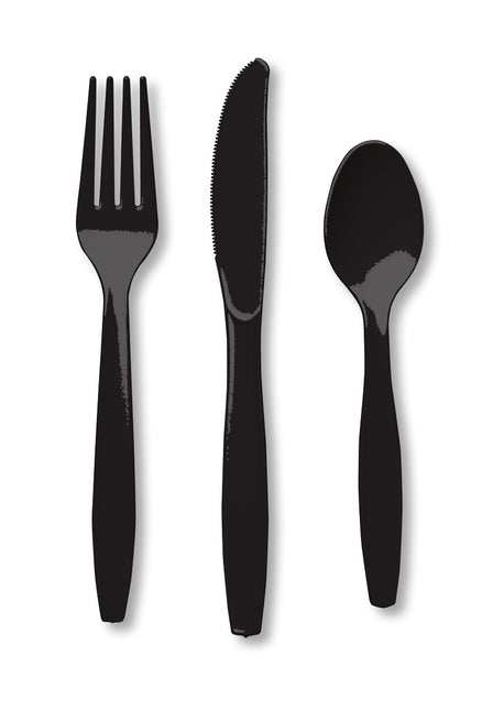 Cubiertos Plástico Negro 24ud