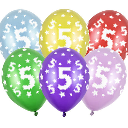 Globos 5 Años Color Metálicos 30cm 6pcs
