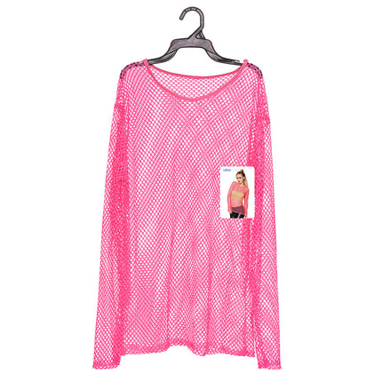 Camisa de rejilla rosa neón M/L