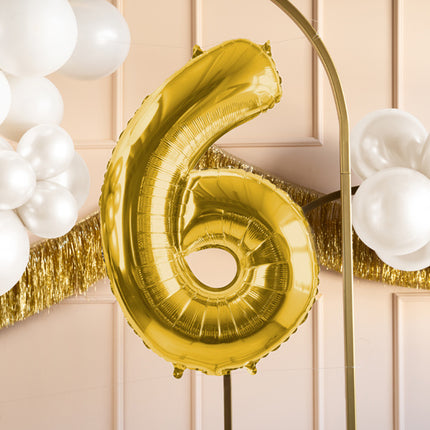 Globo Figura 6 Años Oro Vacío 72cm