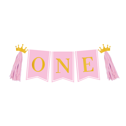 Paquete de decoración de 1 año Trona rosa