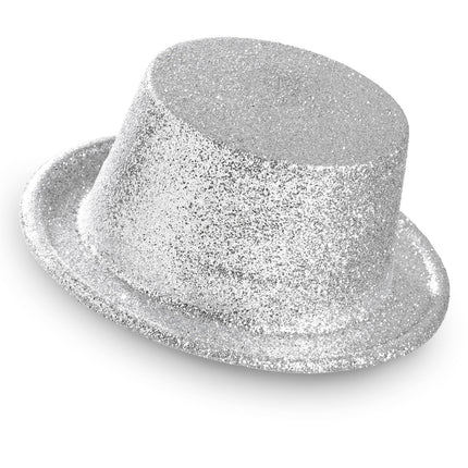 Purpurina plateada para sombreros altos