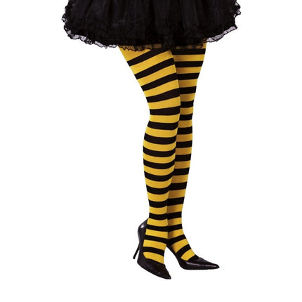 Leotardos Halloween Negro Amarillo Rayas