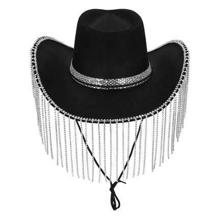 Sombrero de Vaquera Negro Purpurina
