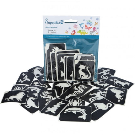 Plantilla Tatuaje Negro Xl Animales 24pcs