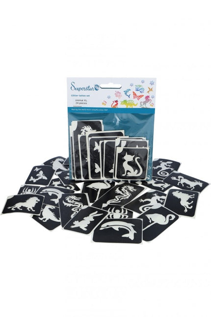 Plantilla Tatuaje Negro Xl Animales 24pcs