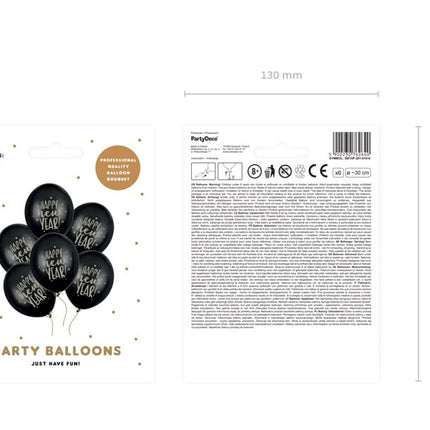 Globos Feliz Año Nuevo Negro 30cm 6pcs