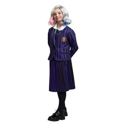 Disfraz Miércoles Uniforme Escolar Negro/Morado Niño