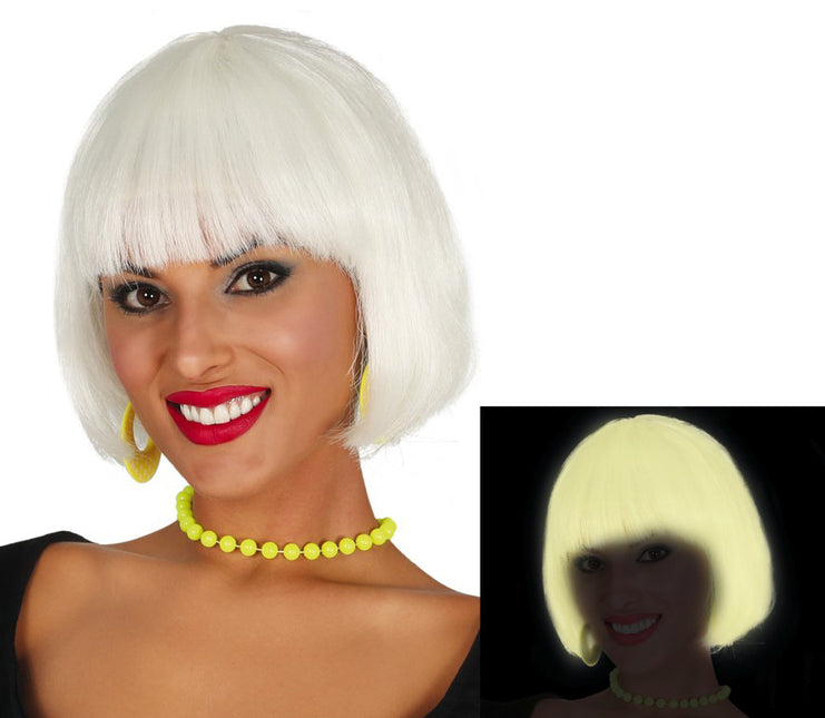 Peluca de Halloween Bob que brilla en la oscuridad