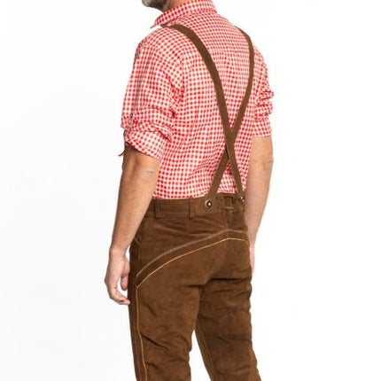 Lederhose Cuero Largo Marrón Oscuro y Tirantes