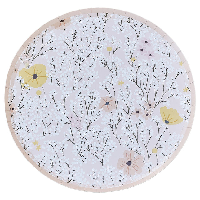 Platos Flores Papel 24.5cm 8pcs
