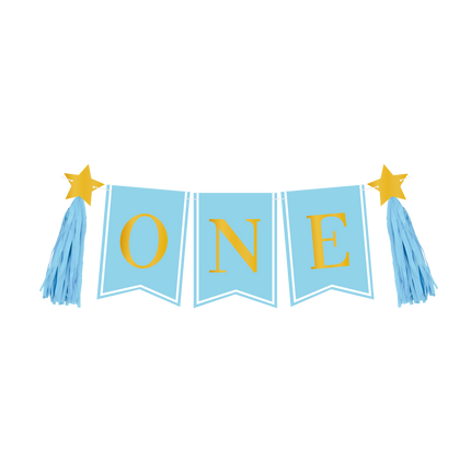 Paquete de decoración de 1 año Trona azul