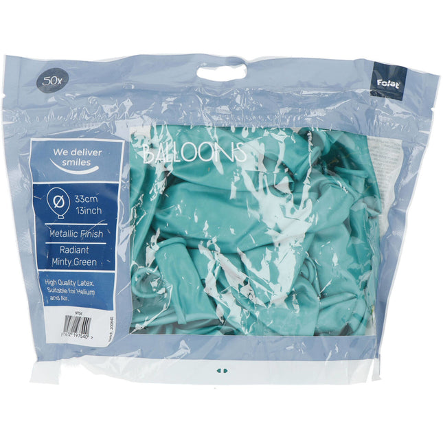 Globos Verde Menta Metálicos 33cm 50pcs
