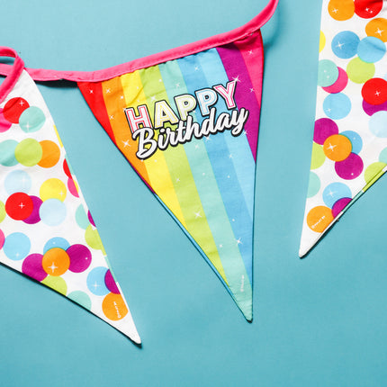 Happy Birthday Slingers Confetti Arcoiris Algodón 6m