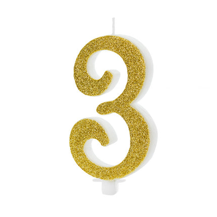 Vela 3 Años Oro 10cm