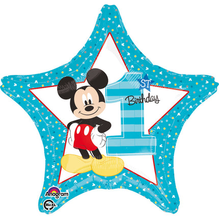 Globo de Helio Mickey Mouse Estrella 1 Año 43cm vacío