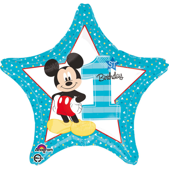 Globo de Helio Mickey Mouse Estrella 1 Año 43cm vacío