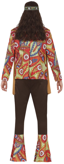 Disfraz Hippie 60S Color Hombre Con Chaleco Marrón