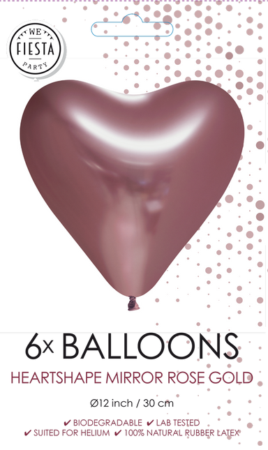 Globos Corazón Oro Rosa 30cm 6pcs