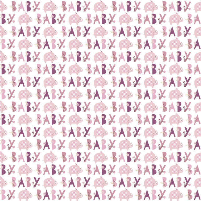 Papel de regalo bebé elefante rosa 1,52 m