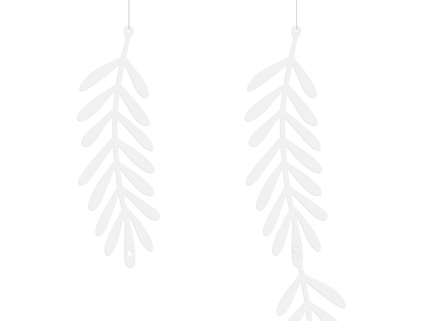 Decoración Colgante Hojas Blanco 1,8m