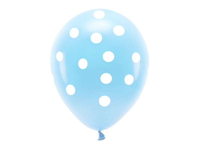 Globos Azul Claro Lunares Blancos 33cm 6pcs