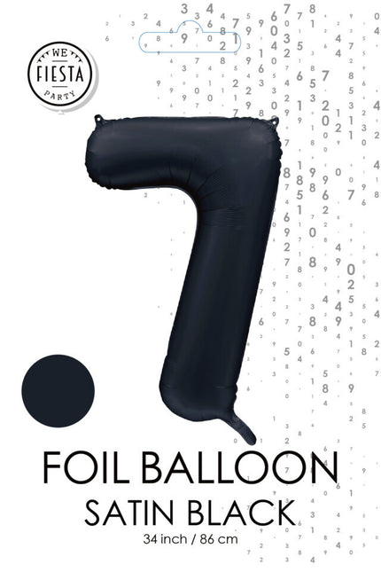 Globo Figura Negra 7 Años Brillo 86cm