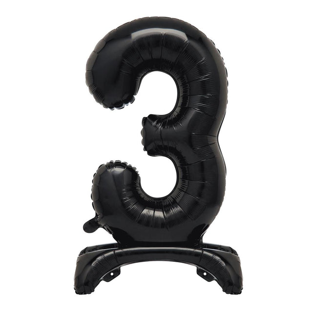 Globo Figura Negro 3 Años Con Estándar 76cm