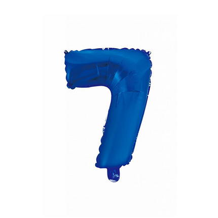 Globo Foil Figura 7 Azul 41cm con Pajita