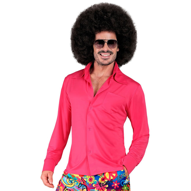 Blusa Disco 70S Rosa Hombre Lujo