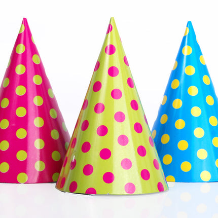 Sombreros de fiesta de colores Lunares 16cm 6pcs