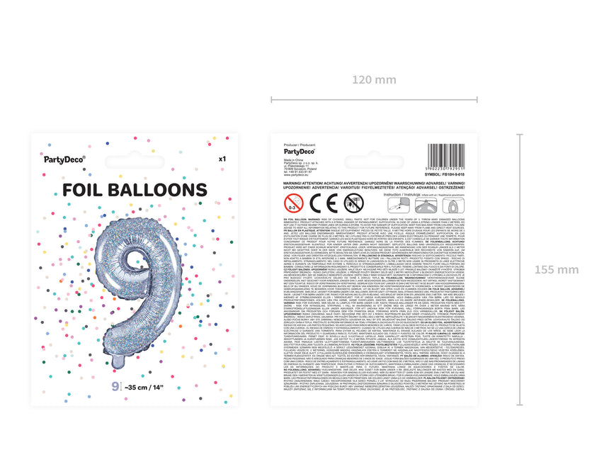 Globo Foil Figura 9 Holográfico 35cm